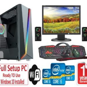 Fast Gaming PC Bundle+Speakers – Intel Core i5 16GB RAM 1TB+128GB SSD GTX1050TI 4GB Windows 10
