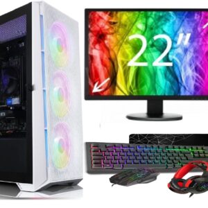 Gaming PC Bundle – Intel Core i7 16GB 128GB SSD+1TB HDD GTX1650 4GB (WHITE RGB CASE)