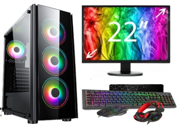 Gaming PC Bundle - Intel Core i5 8GB 128GB SSD+1TB HDD GT730 2GB (BLACK RGB CASE)